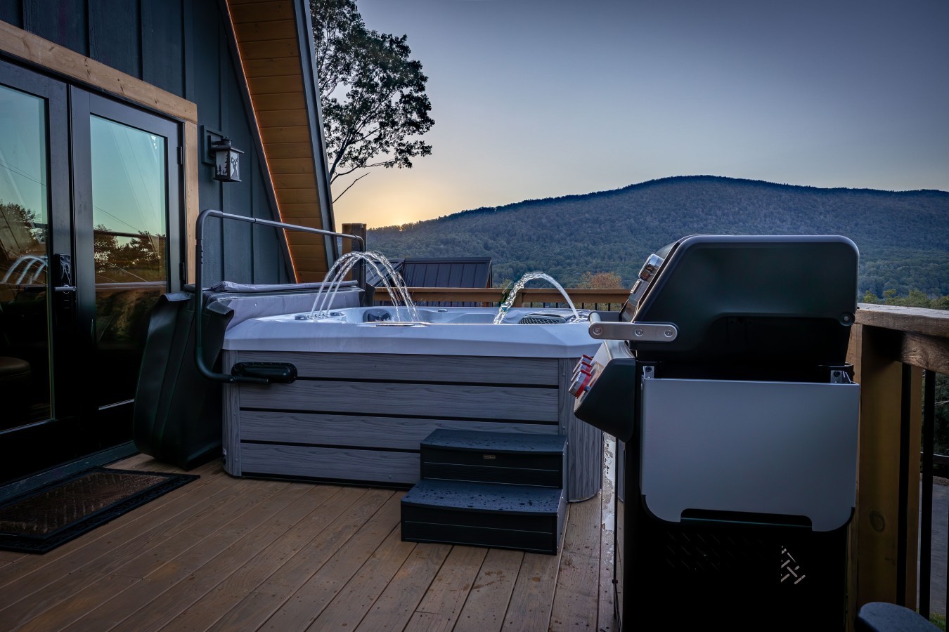 Deck with hot tub and gas grill